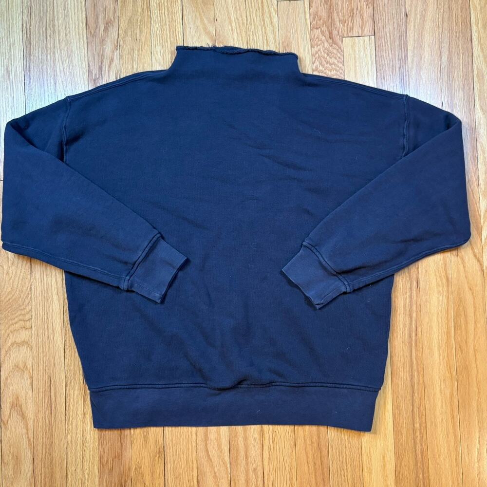 J.CREW Heritage Terry Roll Neck Sweatshirt Womens M Navy Pullover Cotton Relaxed